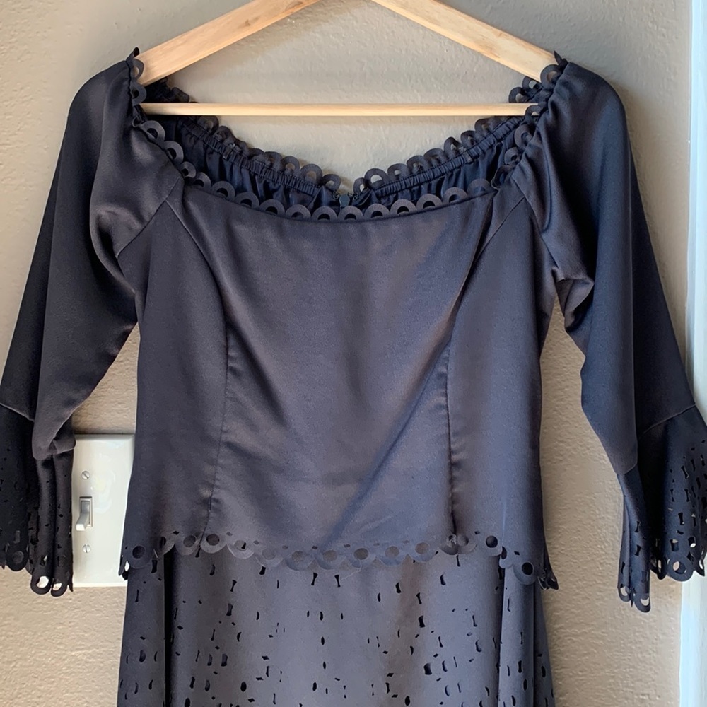 BANANA REPUBLIC Limited Edition Black Laser Cut Midi Dress
